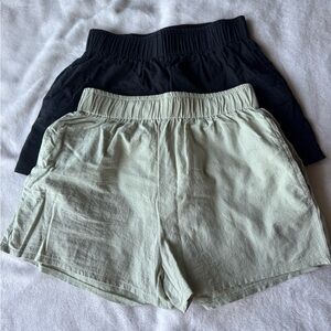 Black and Light Green Casual Shorts Set